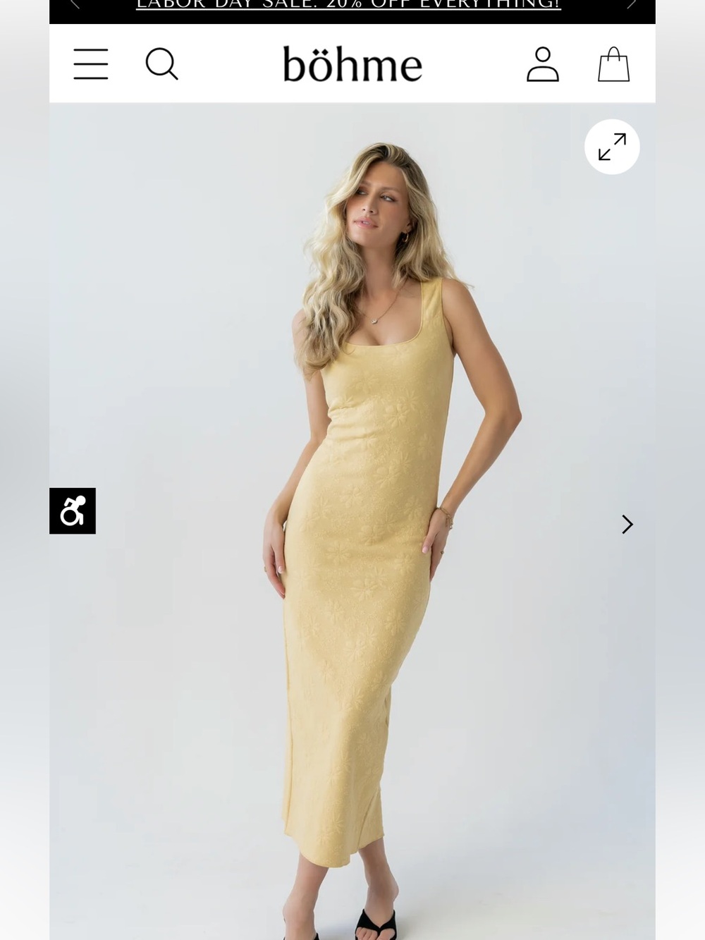 Bohme Melissa Textured Maxi Dress in yellow